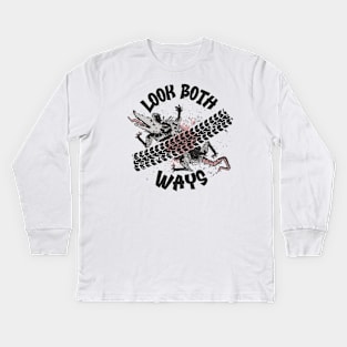 Possum Roadkill - Look both Ways Kids Long Sleeve T-Shirt